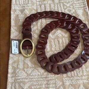 Patricia Nash Brown Leather Belt with Gold Buckle